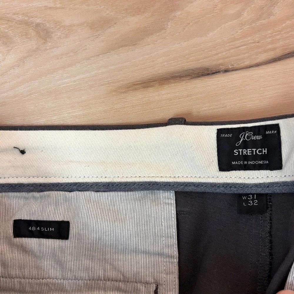 J Crew‎ 484 Slim Stretch Chinos Pants Men W31 L32 Gray Cotton Blend
